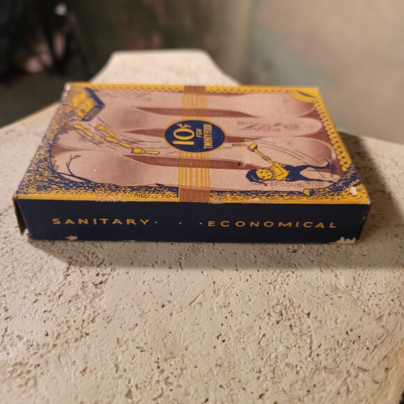 Bentwood Spoons Box w/21 Spoons Antique Sanitary Economical Elf Graphic - Picture 6 of 8